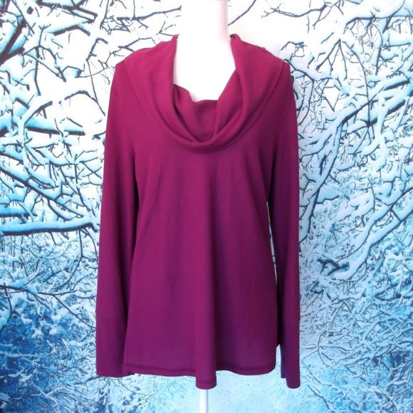 a.n.a Tops - A.N.A. Thermal Waffle Knit Purple Cowl Neck Top XL